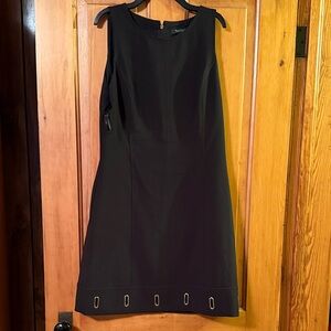 White House Black Market Black Midi Dress with Gold Details